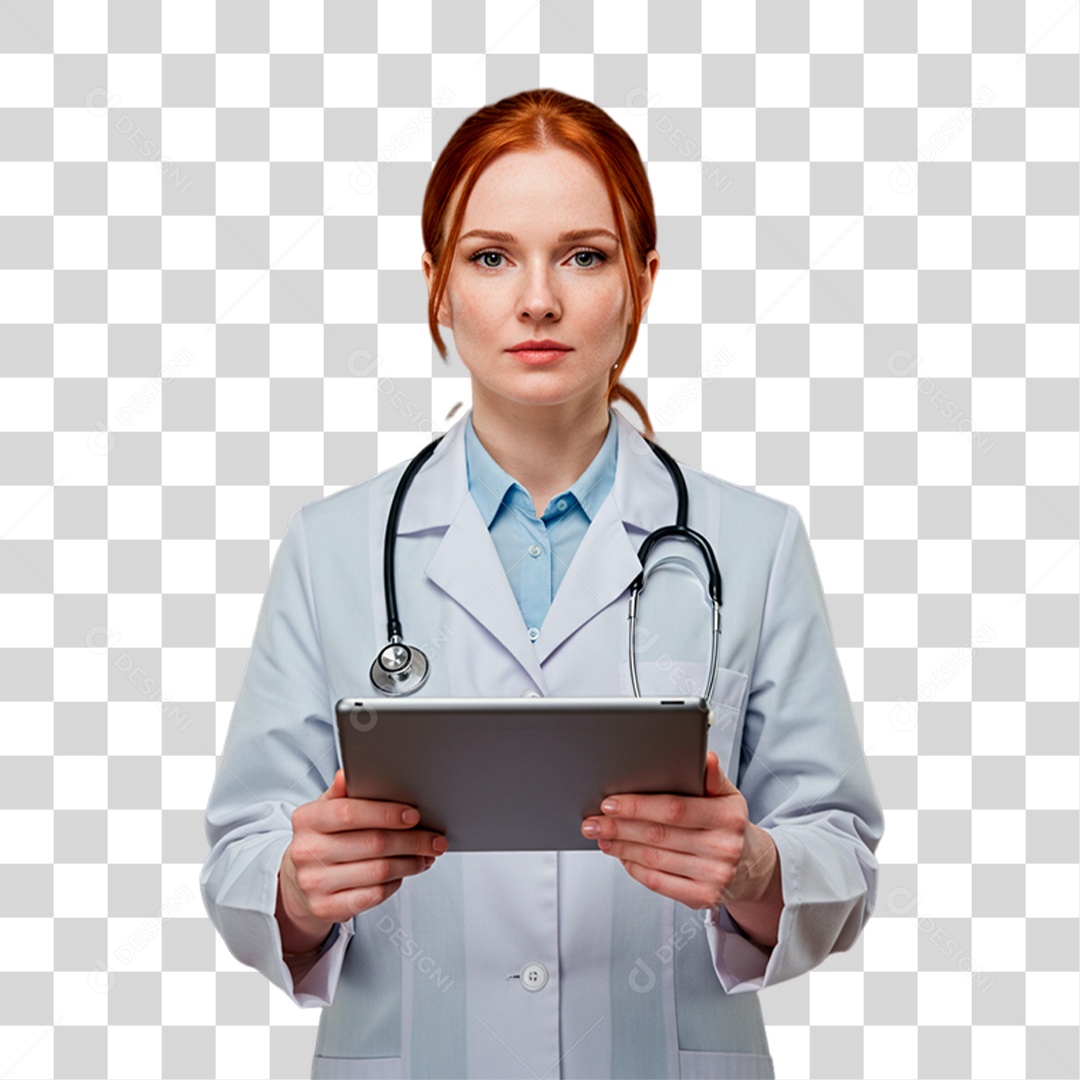 Médica Segurando Tablet PNG Transparente