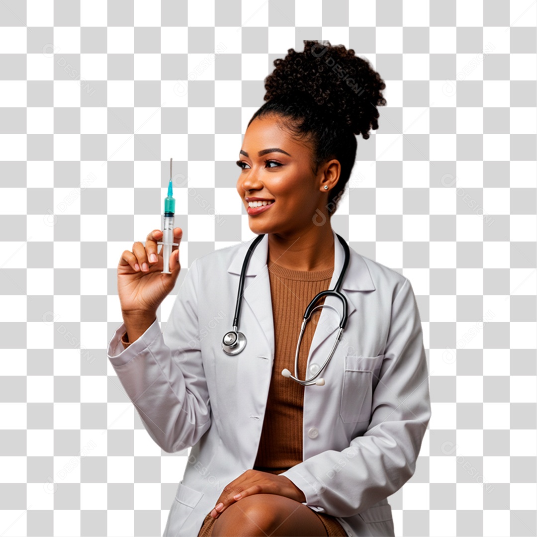 Médica Segurando Seringa PNG Transparente