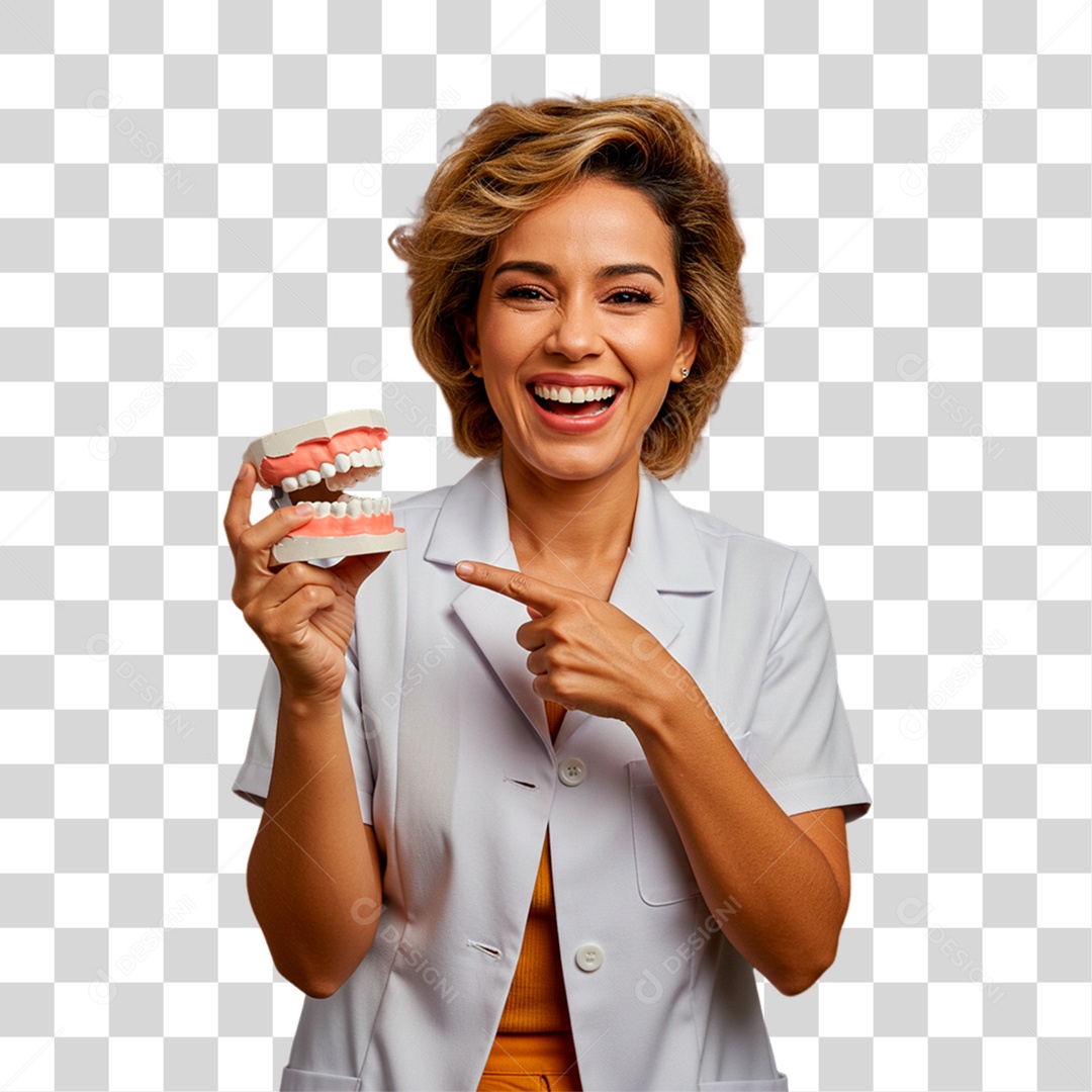 Cirurgiã Dentista Segurando Dentadura PNG Transparente