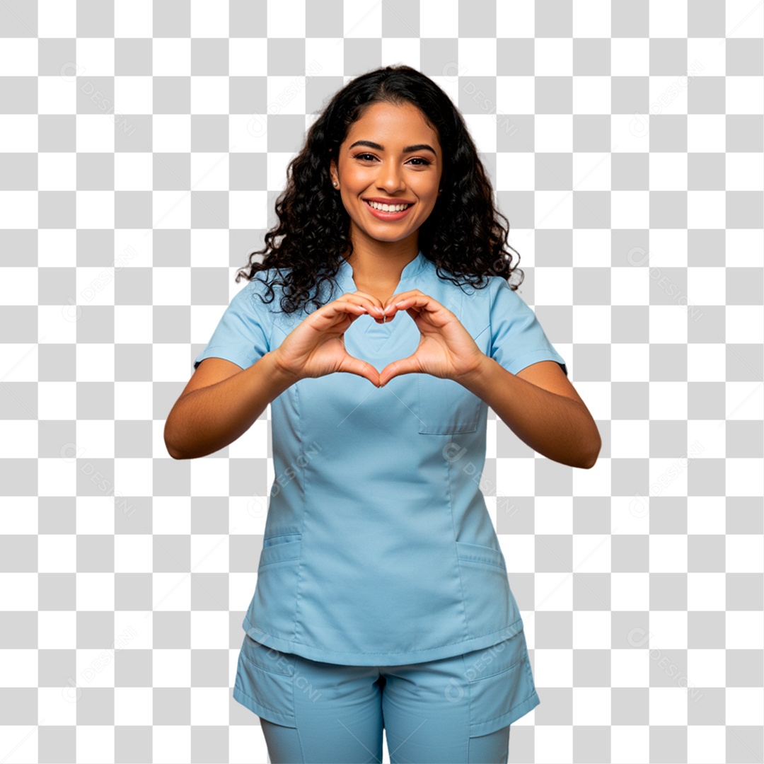 Dentista Fazendo Sinal de Coração com as Mãos PNG Transparente