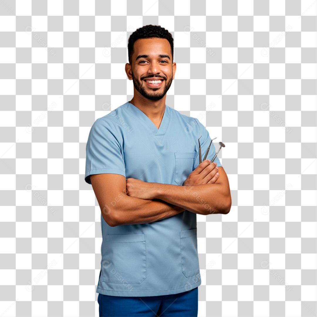 Dentista Segurando Equipamentos de Trabalho PNG Transparente