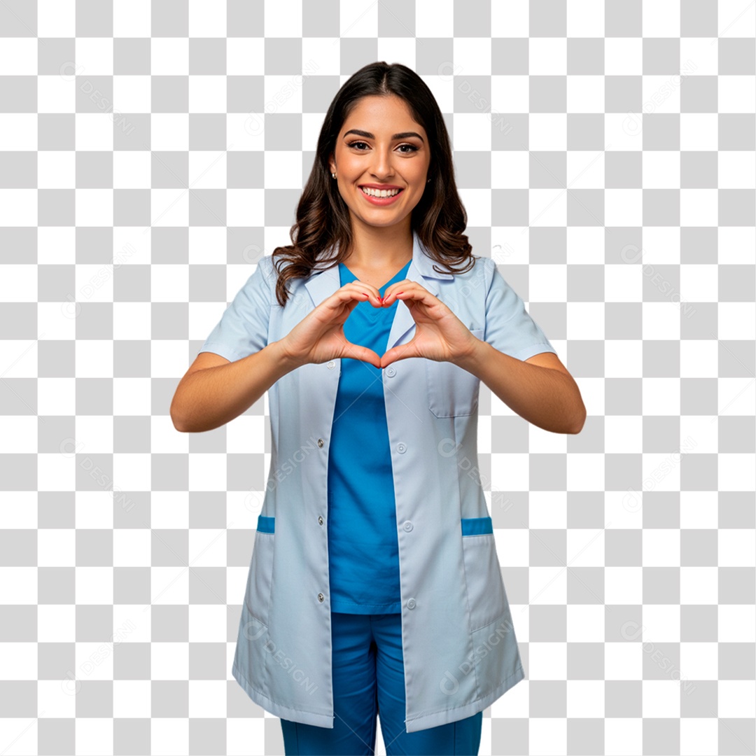Dentista Fazendo Sinal de Coração com as Mãos PNG Transparente