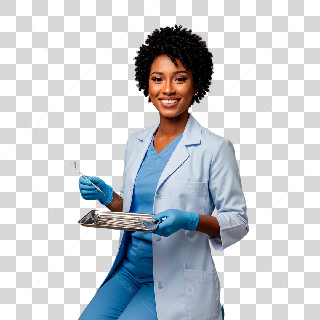Cirurgiã Dentista Segurando Bandeja PNG Transparente