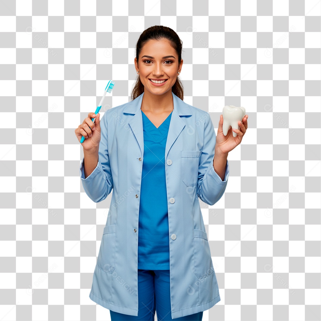 Cirurgiã Dentista Segurando Escova de Dente PNG Transparente