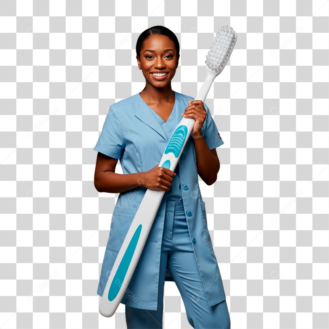 Cirurgiã Dentista Segurando Escova de Dente PNG Transparente