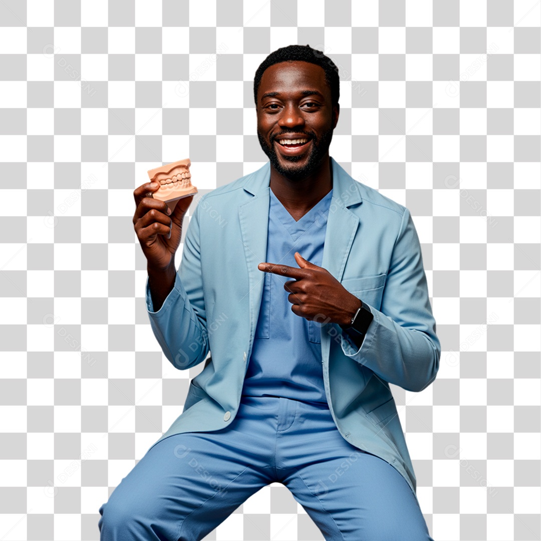Dentista Segurando Dentadura PNG Transparente