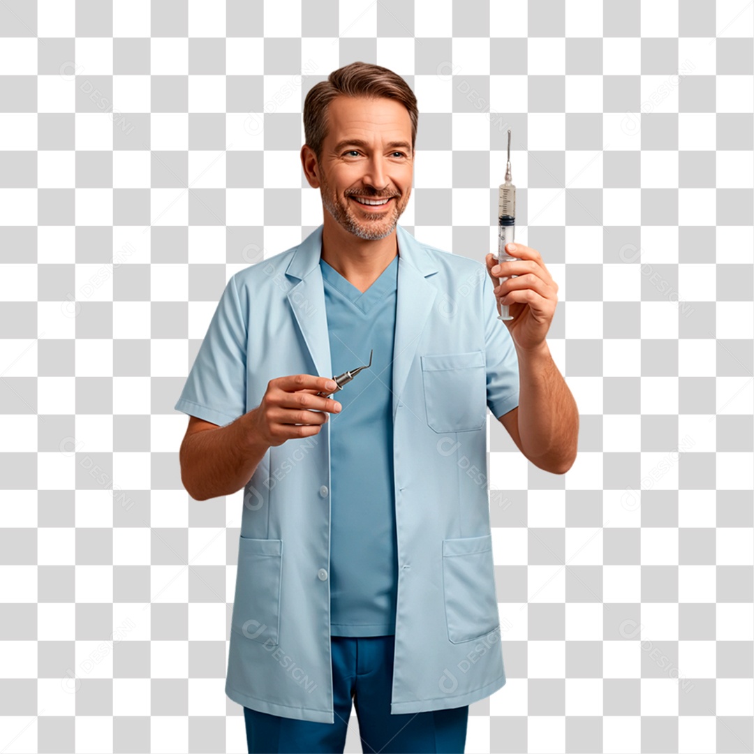 Dentista Segurando Seringa PNG Transparente