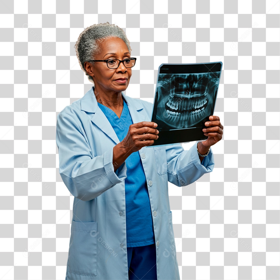 Cirurgiã Dentista Segurando Raio X da Boca PNG Transparente