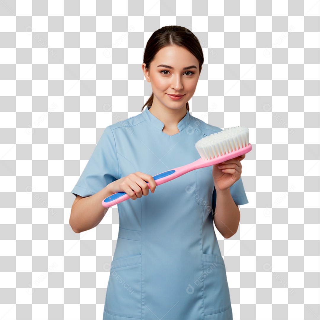 Cirurgiã Dentista Segurando Escova de Dente PNG Transparente