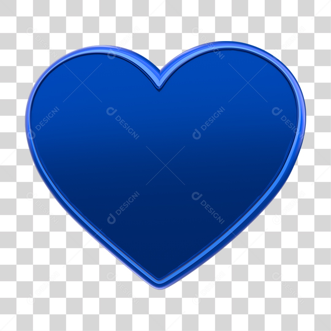 Elemento 3D Coração Azul PNG Transparente