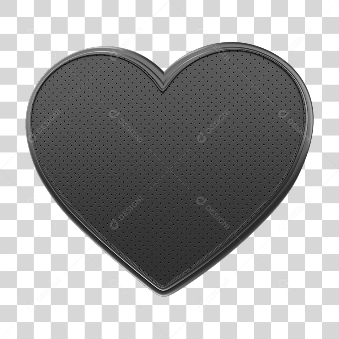 Elemento 3D Coração Preto Símbolo de Luto PNG Transparente