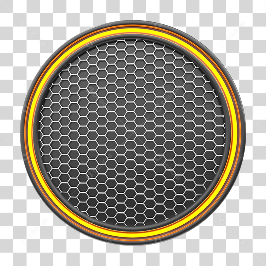 Painel de Metal Redonda com Neon PNG Transparente