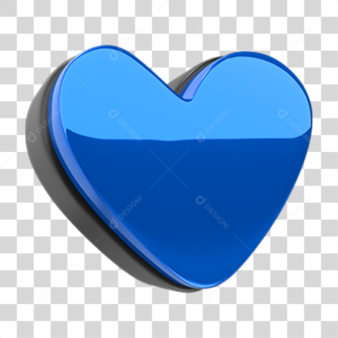 Elemento 3D Coração Azul PNG Transparente