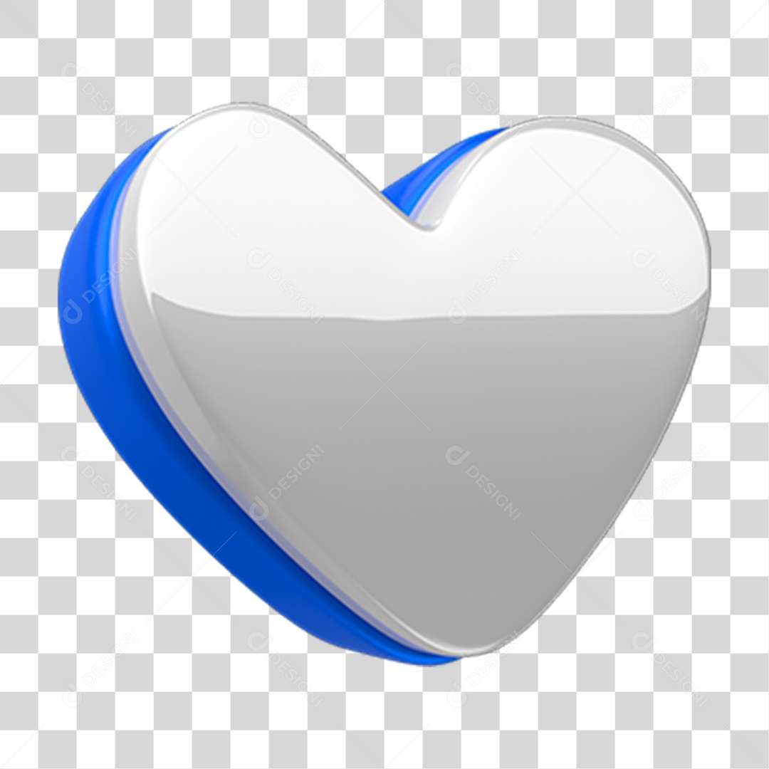 Elemento 3D Coração Branco PNG Transparente