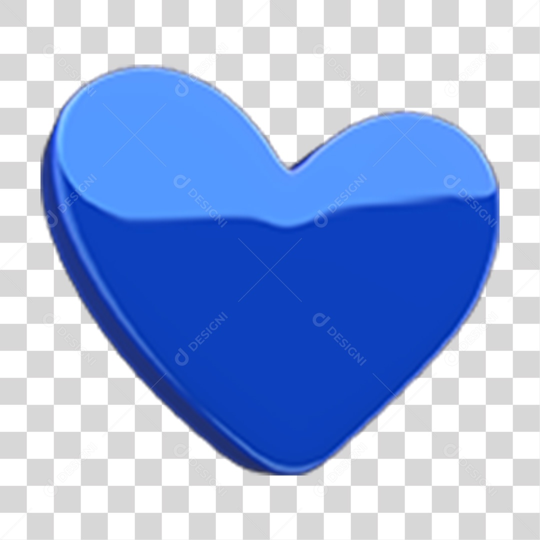 Elemento 3D Coração Azul PNG Transparente