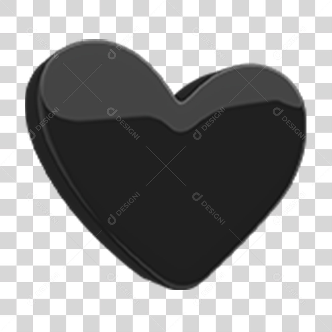 Elemento 3D Coração Preto Símbolo de Luto PNG Transparente