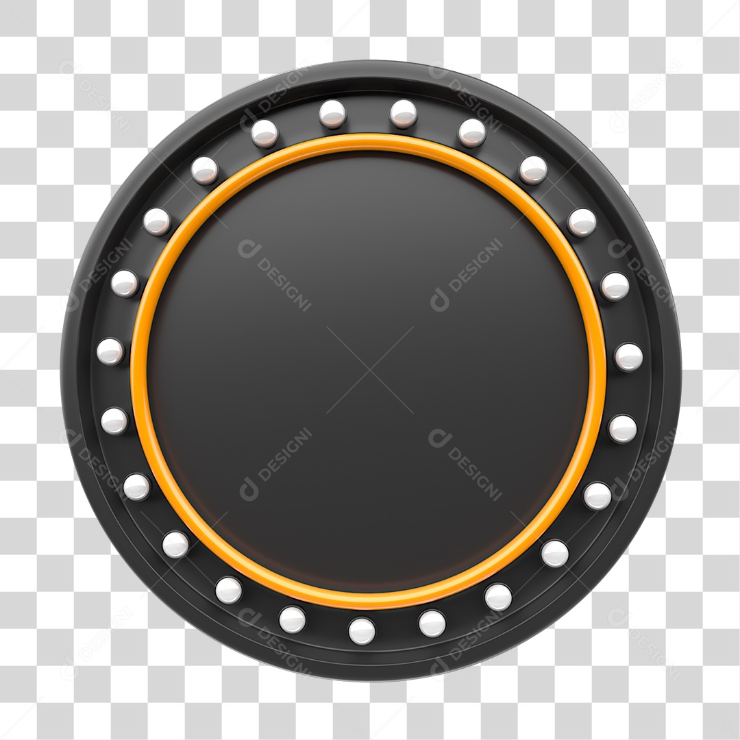 Painel de Metal Redonda com Neon PNG Transparente