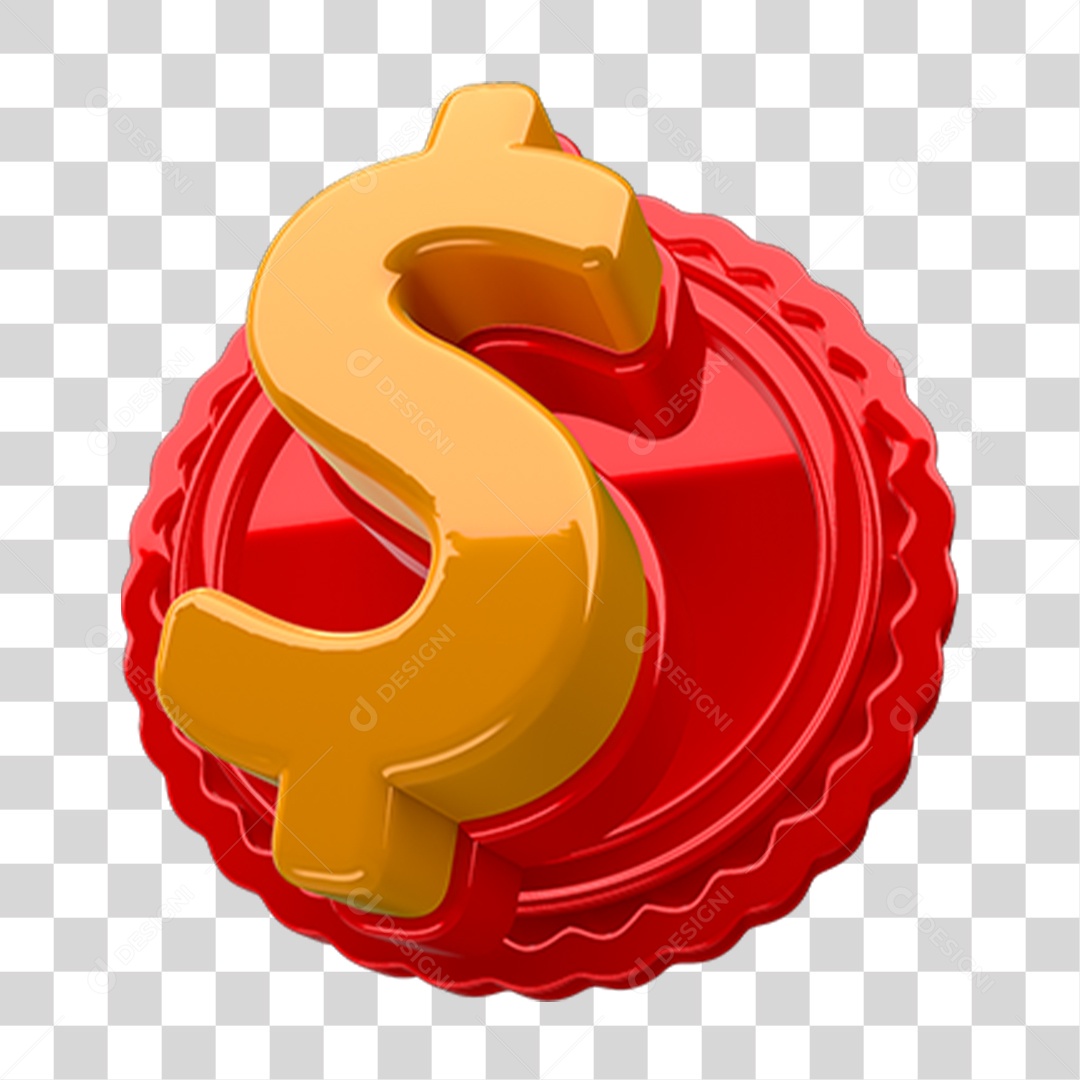 Ícone 3D Cifrão PNG Transparente