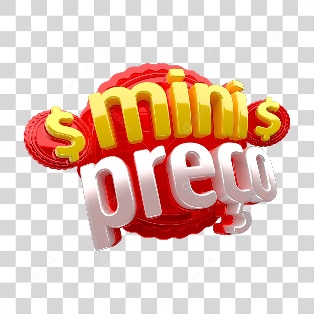Selo 3D Mini Preço para Composição PNG Transparente