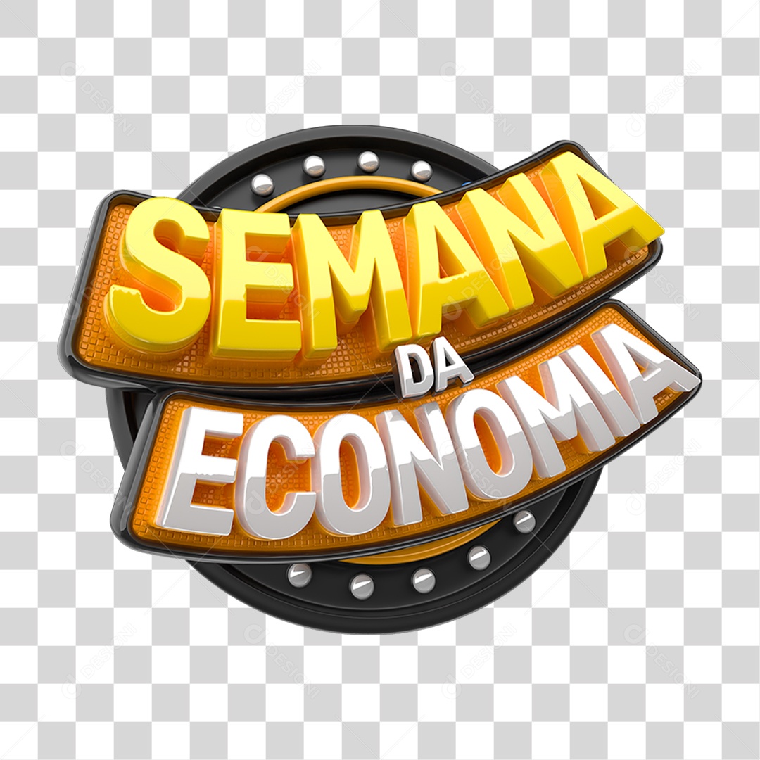 Selo 3D Semana da Economia para Composição PNG Transparente