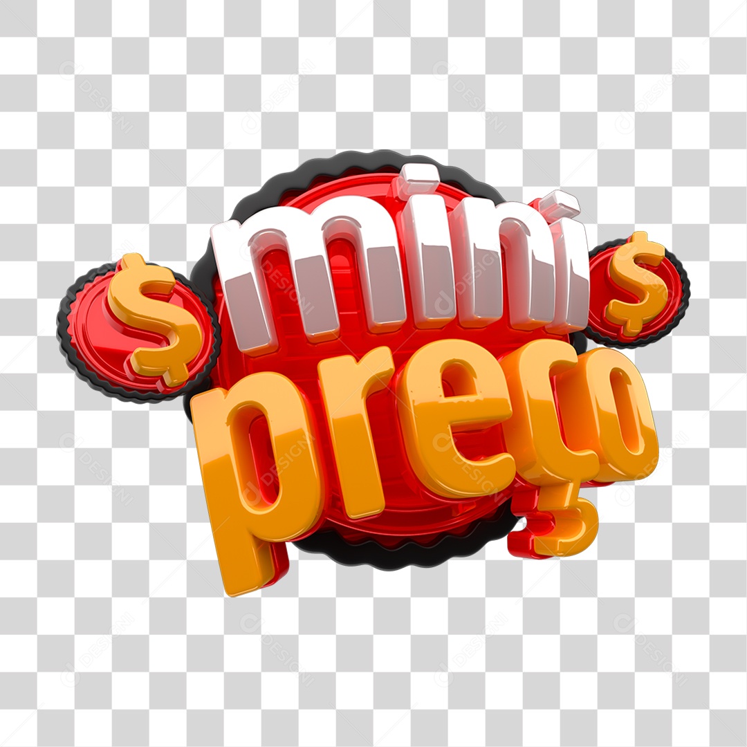 Selo 3D Mini Preço para Composição PNG Transparente