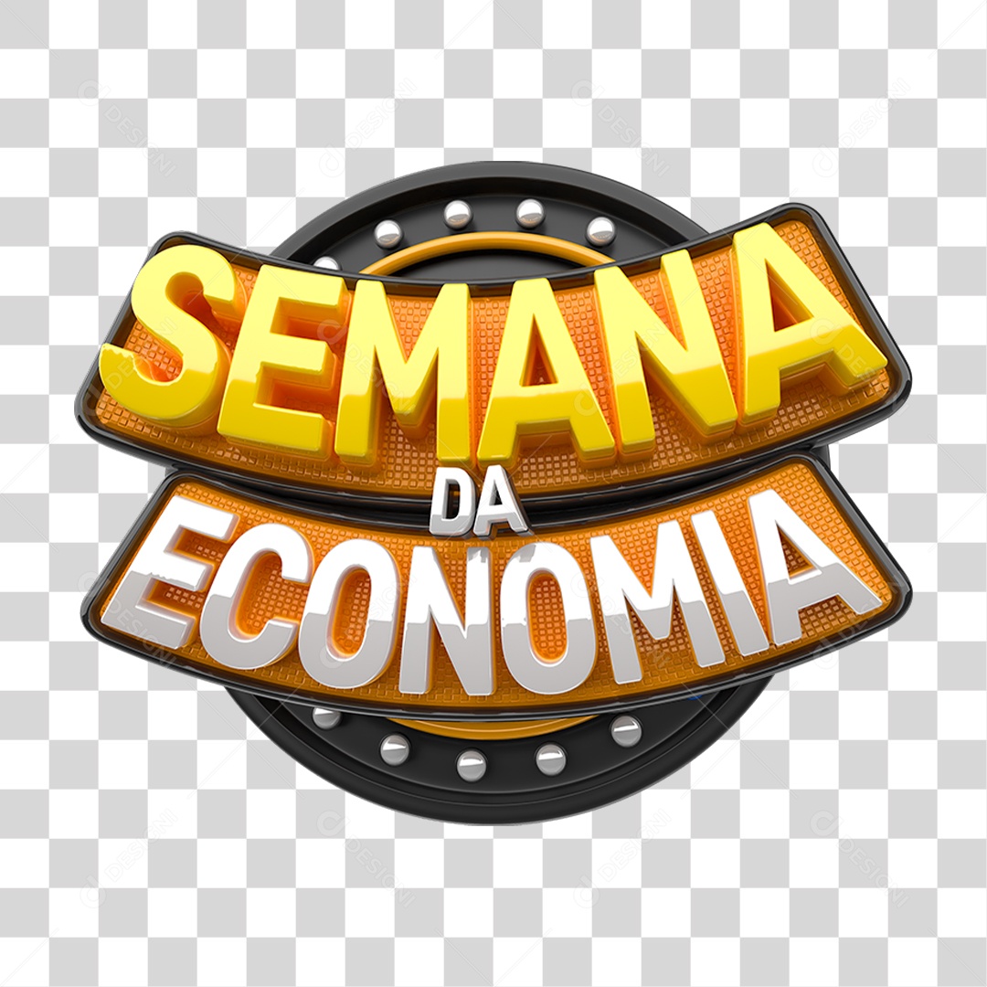 Selo 3D Semana da Economia para Composição PNG Transparente