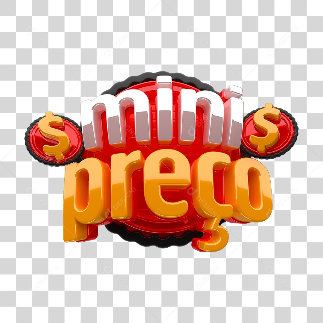 Selo 3D Mini Preço para Composição PNG Transparente