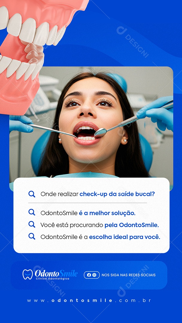 Story Clínica Odontológica Pequisas Social Media PSD Editável