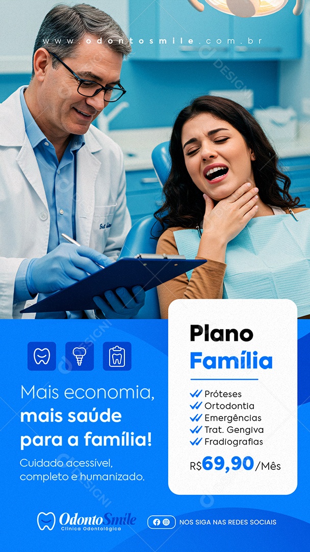 Story Clínica Odontológica Plano Família Mais Economia Social Media PSD Editável