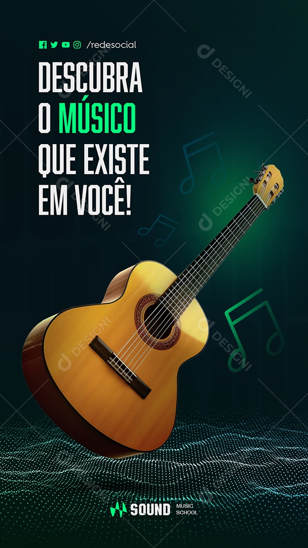 Story Aulas de Música Descubra o Músico Que Existe em Você Social Media PSD Editável