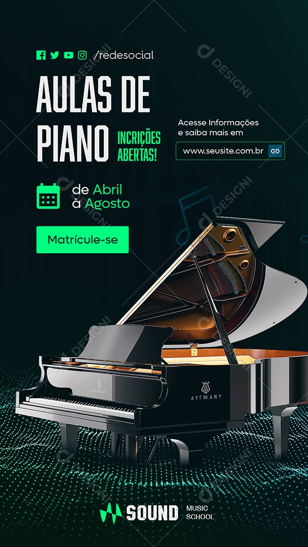 Story Aulas de Música Aulas de Plano Social Media PSD Editável