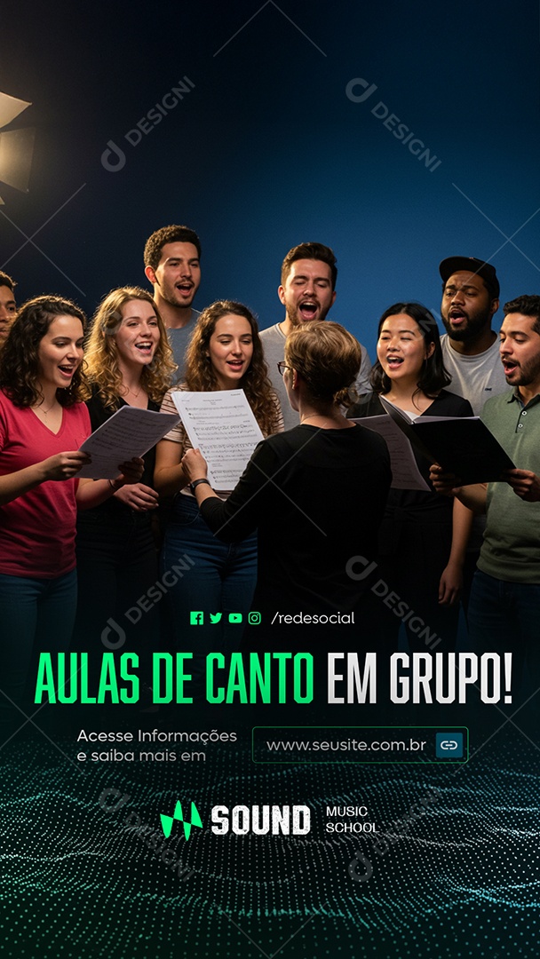 Story Aulas de Música Aulas de Canto em Grupo Social Media PSD Editável