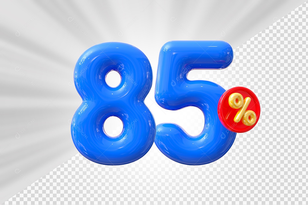 Elemento 3D Número 85% Azul Para Composição PSD