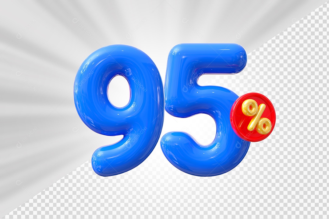 Elemento 3D Número 95% Azul Para Composição PSD