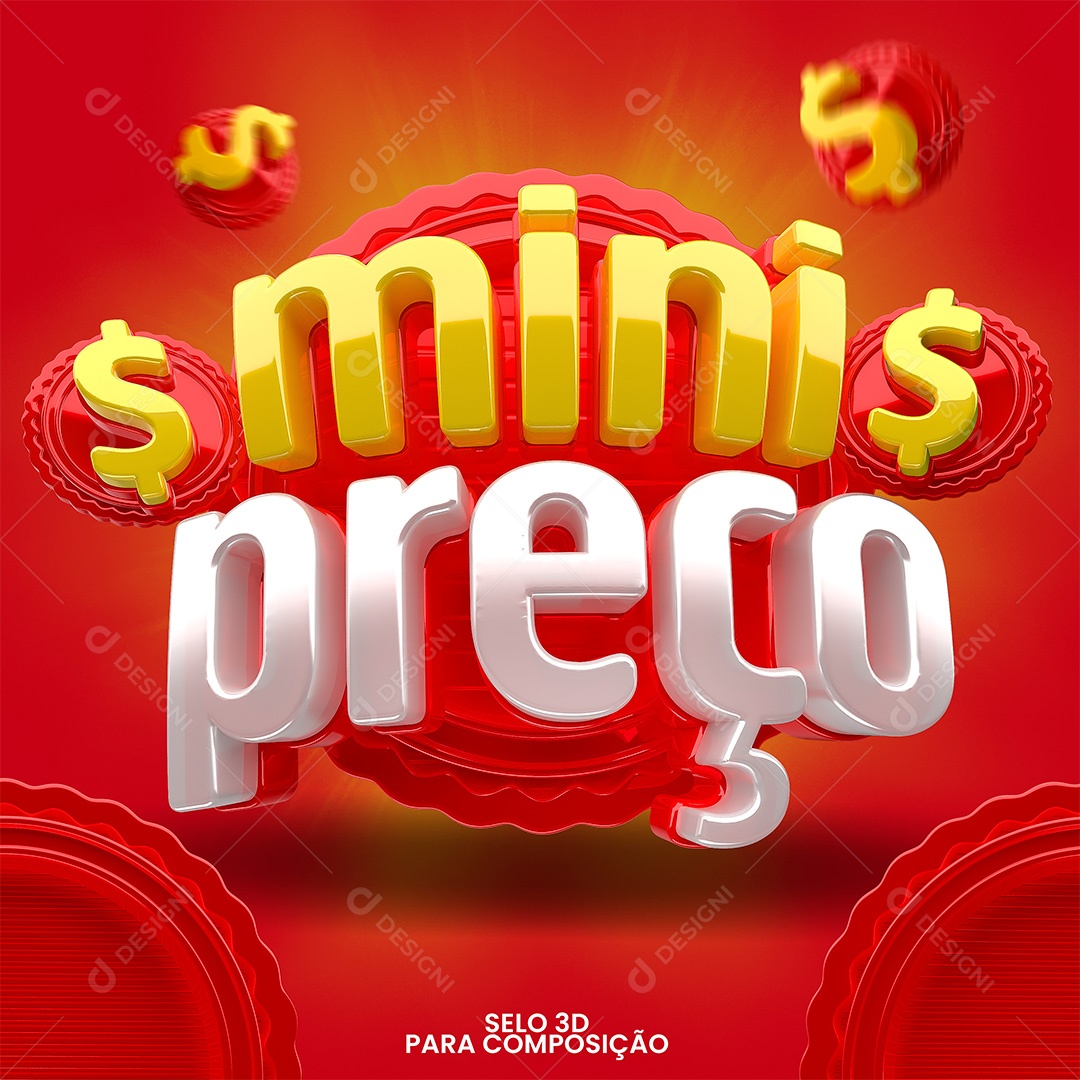 Mini Preço Selo 3D para Composição PSD