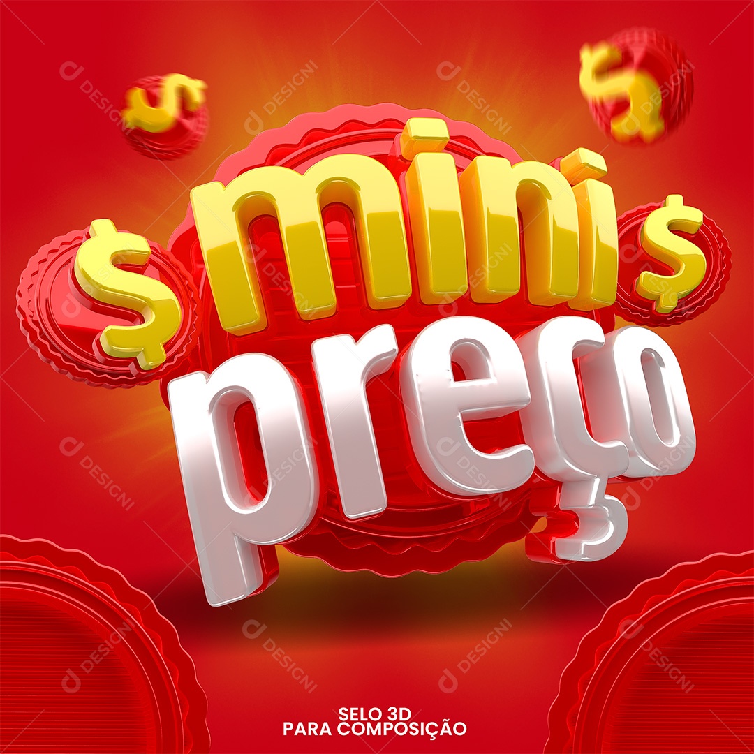 Mini Preço Selo 3D para Composição PSD