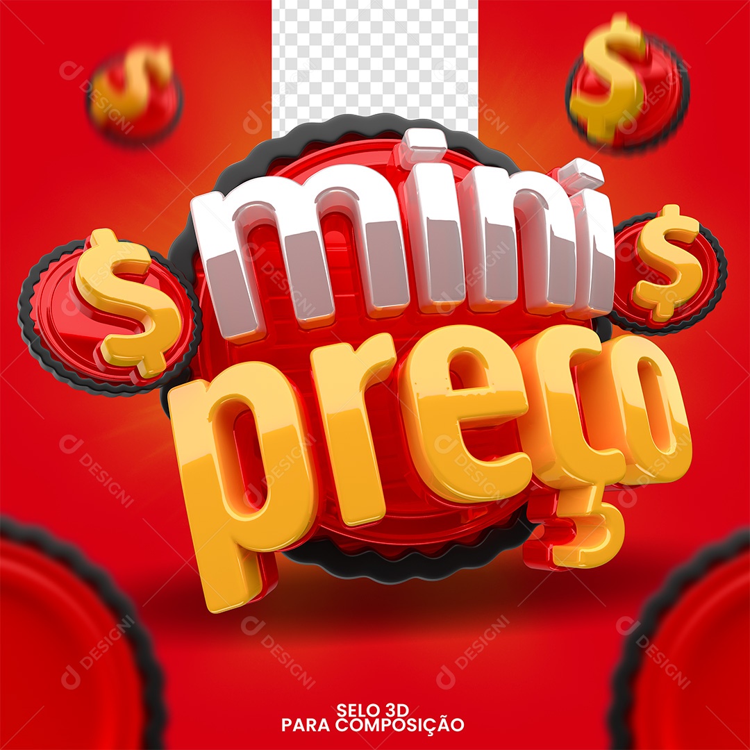 Mini Preço Selo 3D para Composição PSD