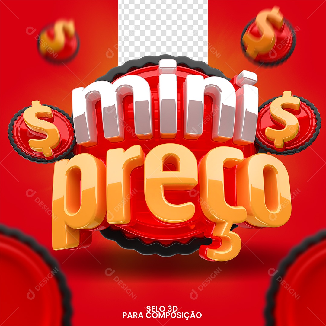 Mini Preço Selo 3D para Composição PSD