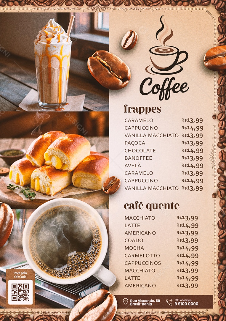 Cardápio Cafeteria PSD Editável