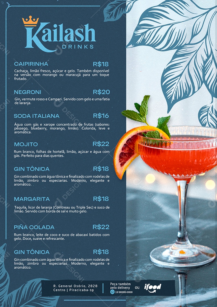 Cardápio Drinks PSD Editável