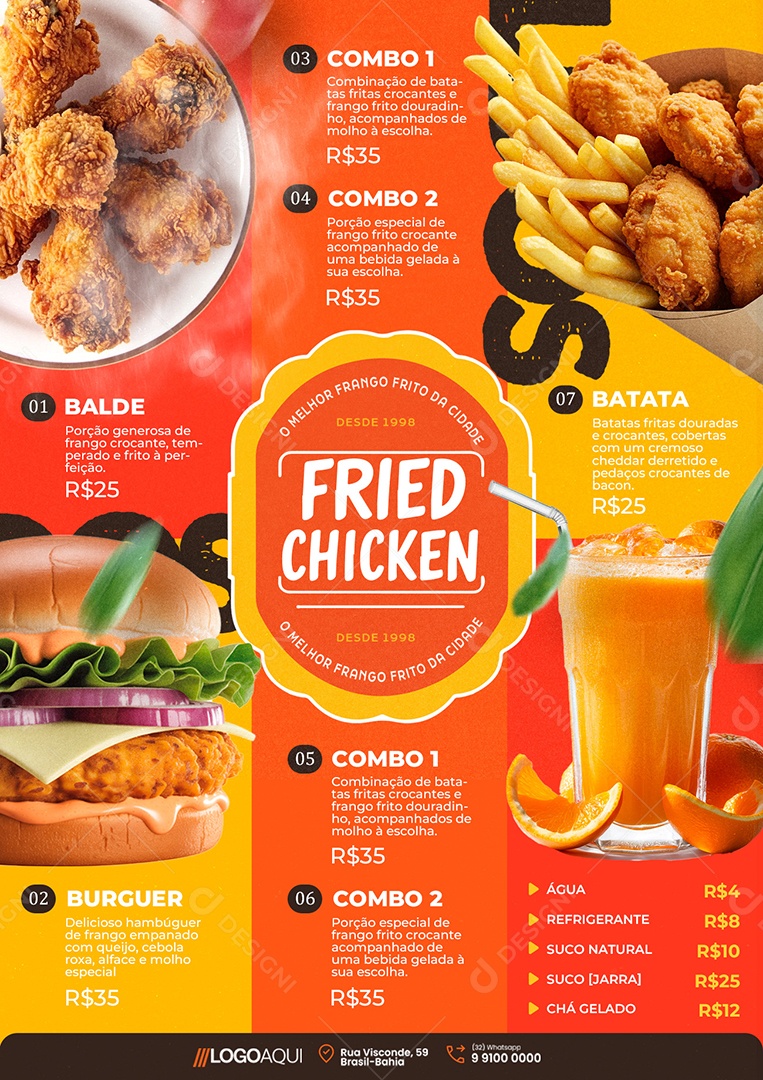 Cardápio Frango Frito PSD Editável