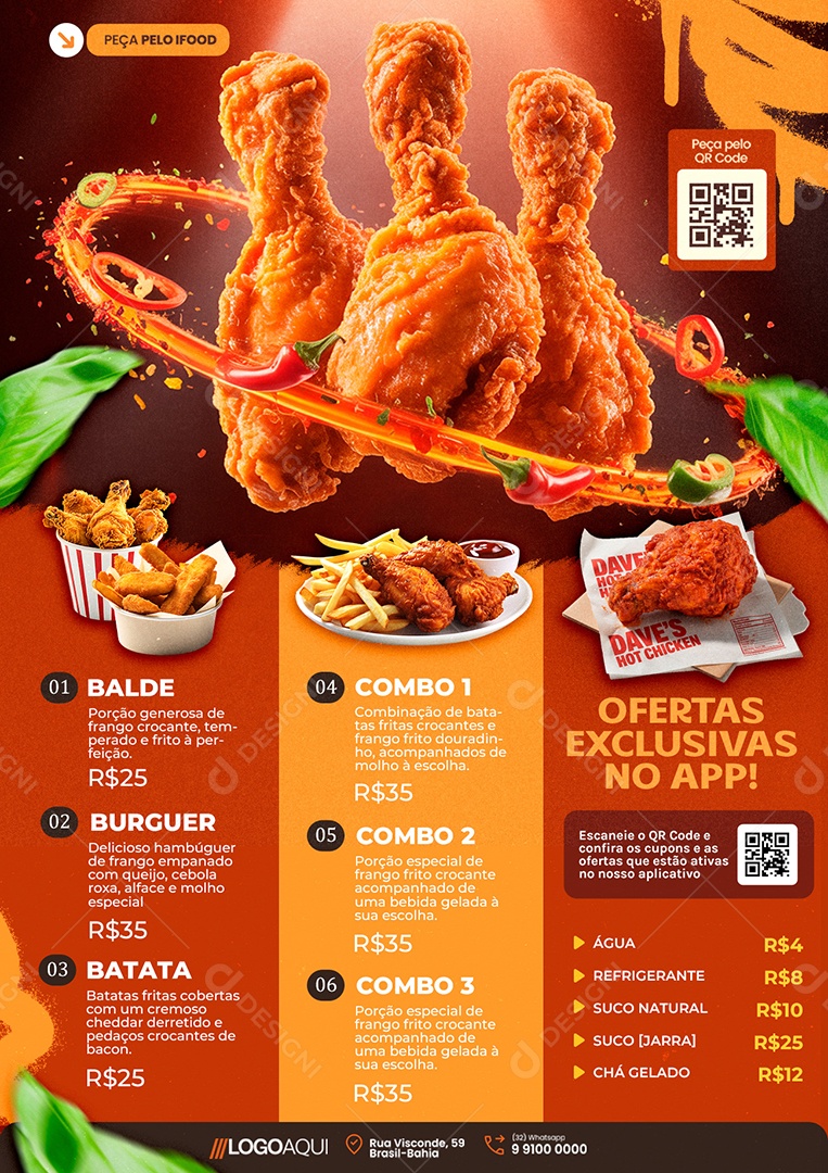 Cardápio Frango Frito PSD Editável