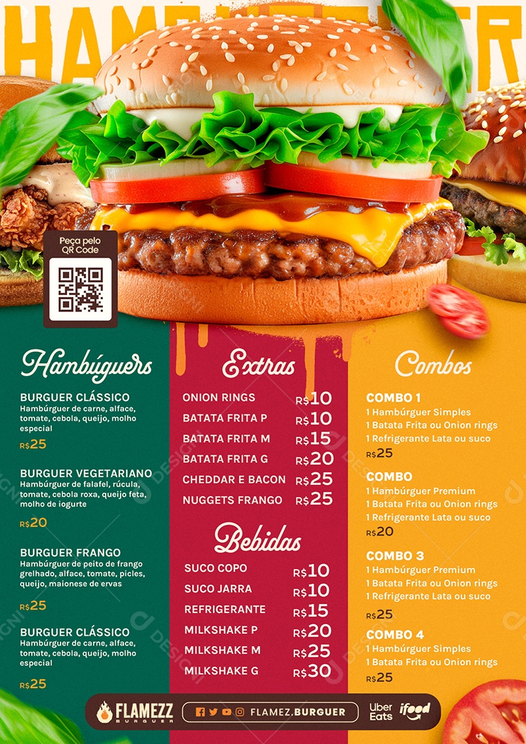 Cardápio Hamburgueria PSD Editável