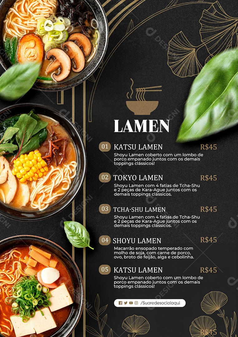 Modelo de Cardápio Lamen PSD Editável