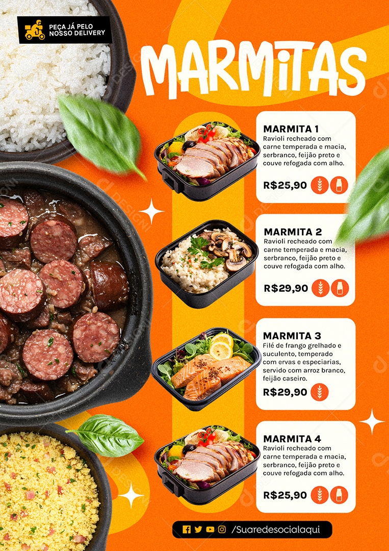 Cardápio Marmita PSD Editável