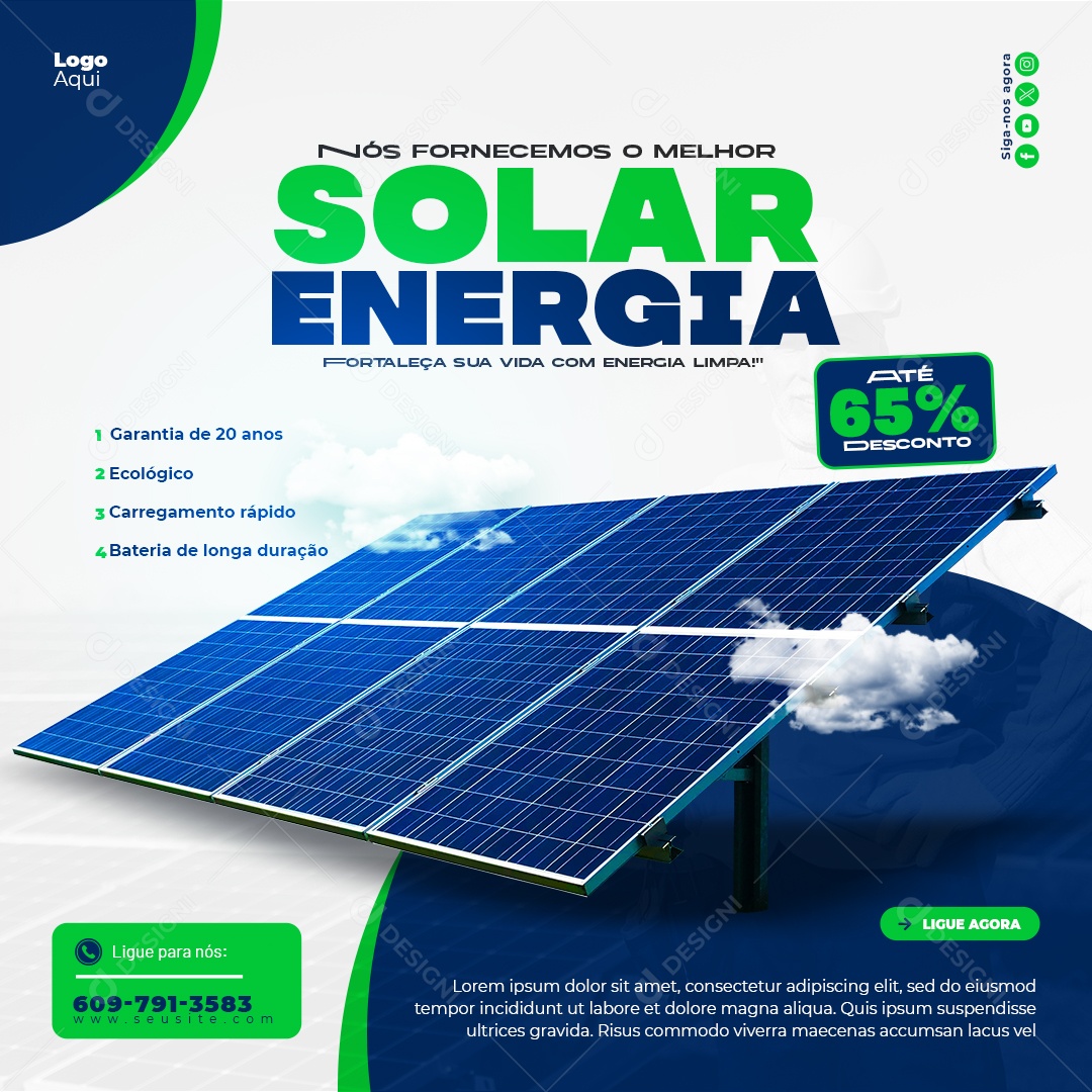 Energia Solar Atè 65% Dsconto Social Media PSD Editável
