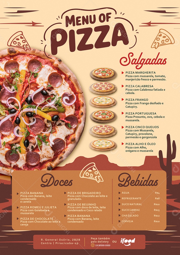 Cardápio Pizzaria Menu Of Pizza PSD Editável