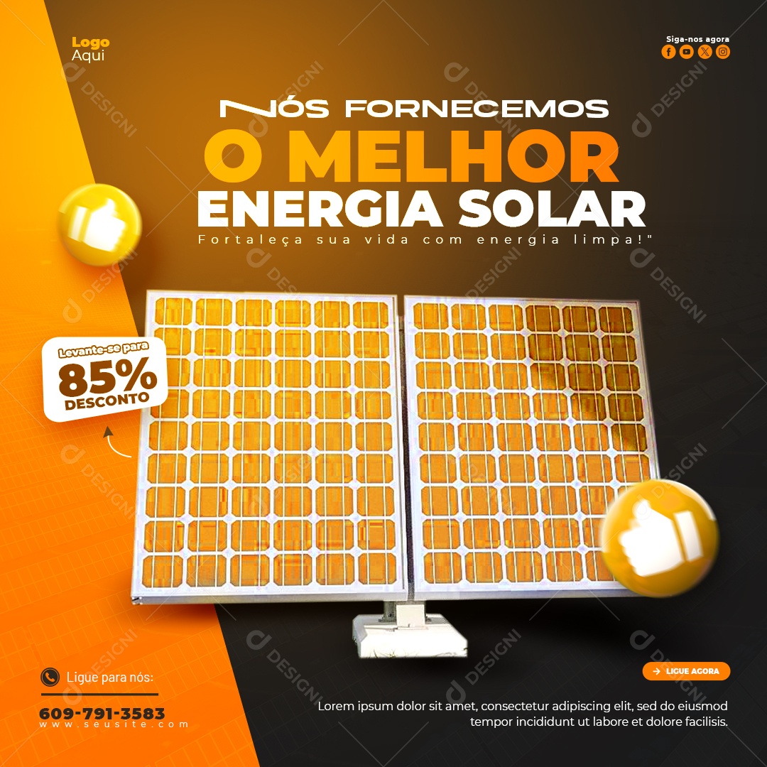 Energia Solar O Melhor Energia Solar  Social Media PSD Editável