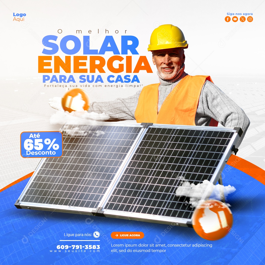 Energia Solar Energia Solar Para Sua Casa Social Media PSD Editável
