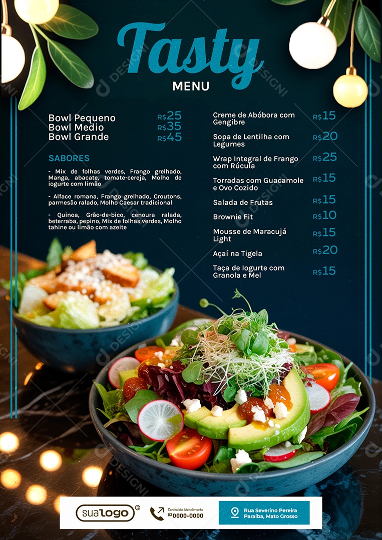 Cardápio Salada Restaurante PSD Editável